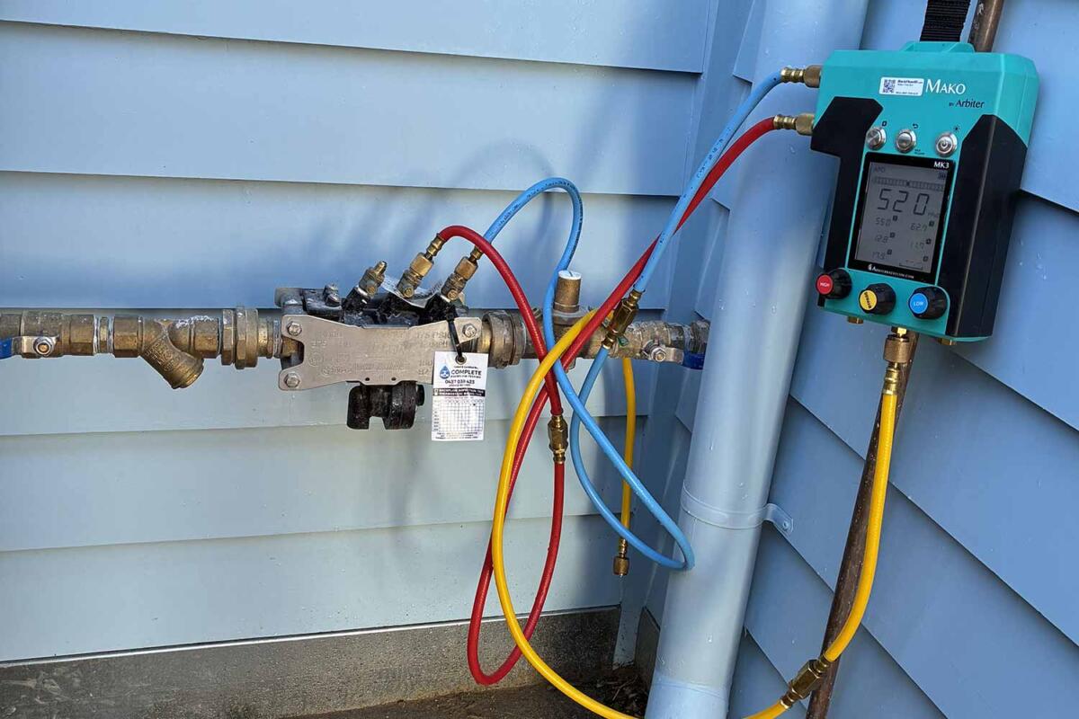 RPZ backflow device installation by Complete Backflow Testing in Geelog