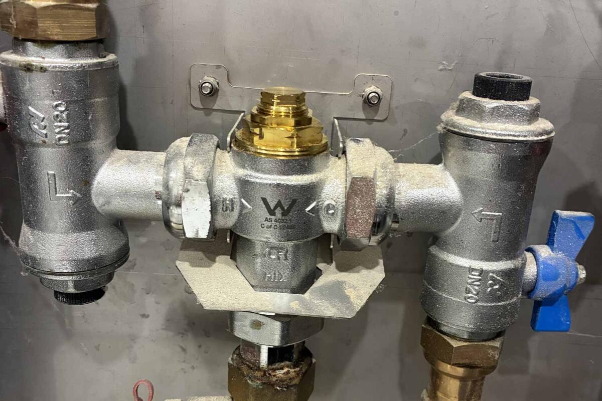Thermostatic mixing valve (TMV) tested and checked by Complete Backflow Testing in Geelong